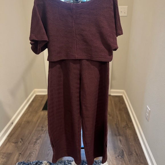 FREE PEOPLE 
Changing Tides Cotton Crop Top & Pants - purple- NWT- XS - Picture 2 of 16